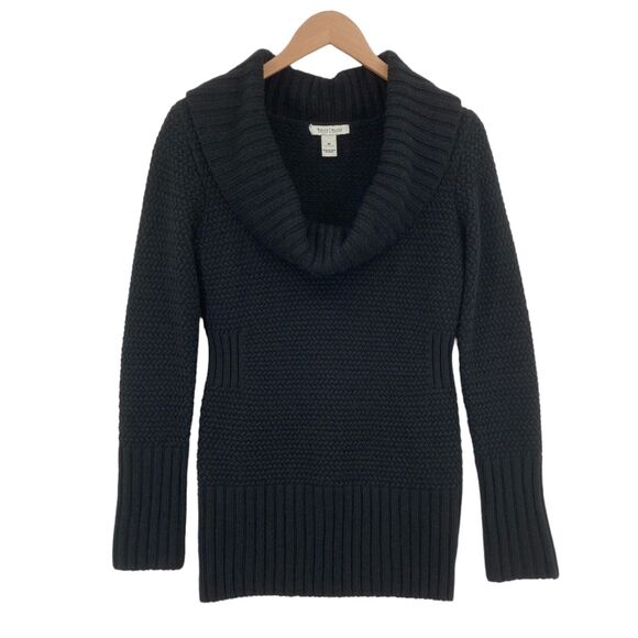 White House Black Market Sweater Womens Medium Black Knit Cowl Neck Pullover - Picture 1 of 14